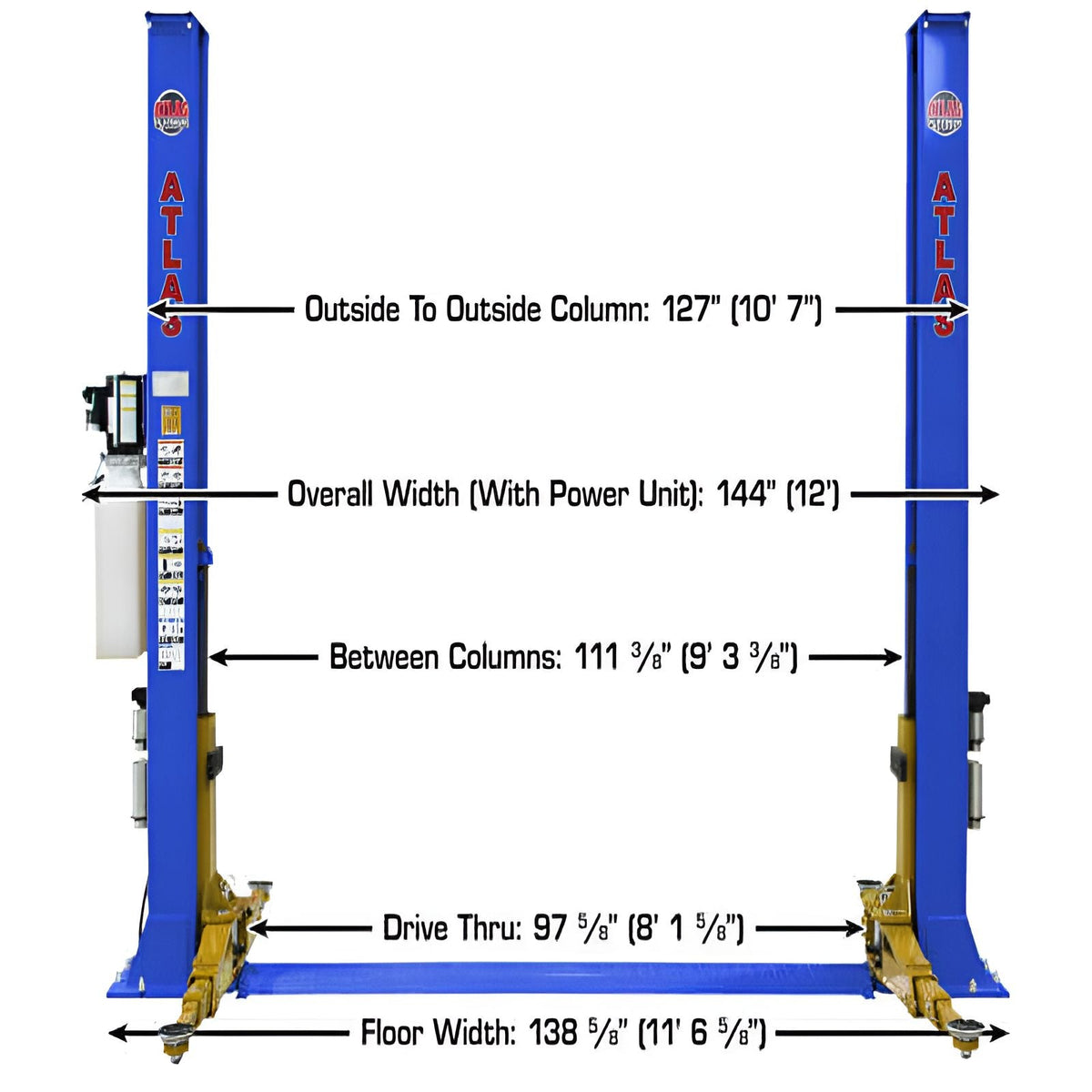 Atlas PVL9BP 9,000 lb 2 Post Lift - ALI Certified