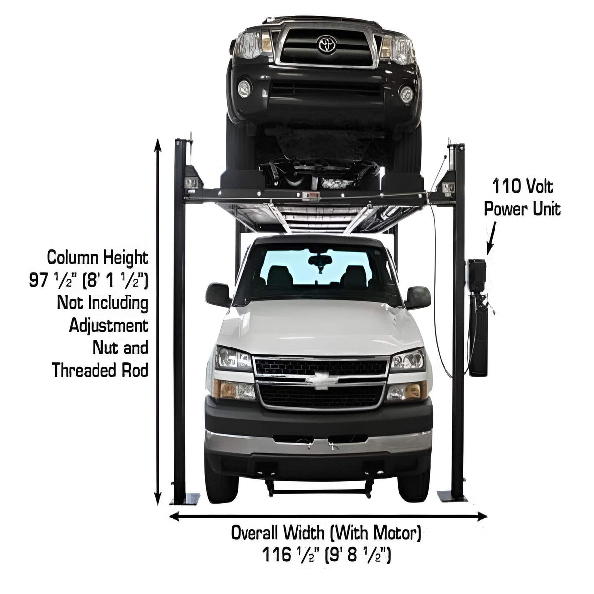 Atlas PRO8000EXT-L 4 Post Lift + (2) RJ35 Sliding Jacks Combo Caster kit included
