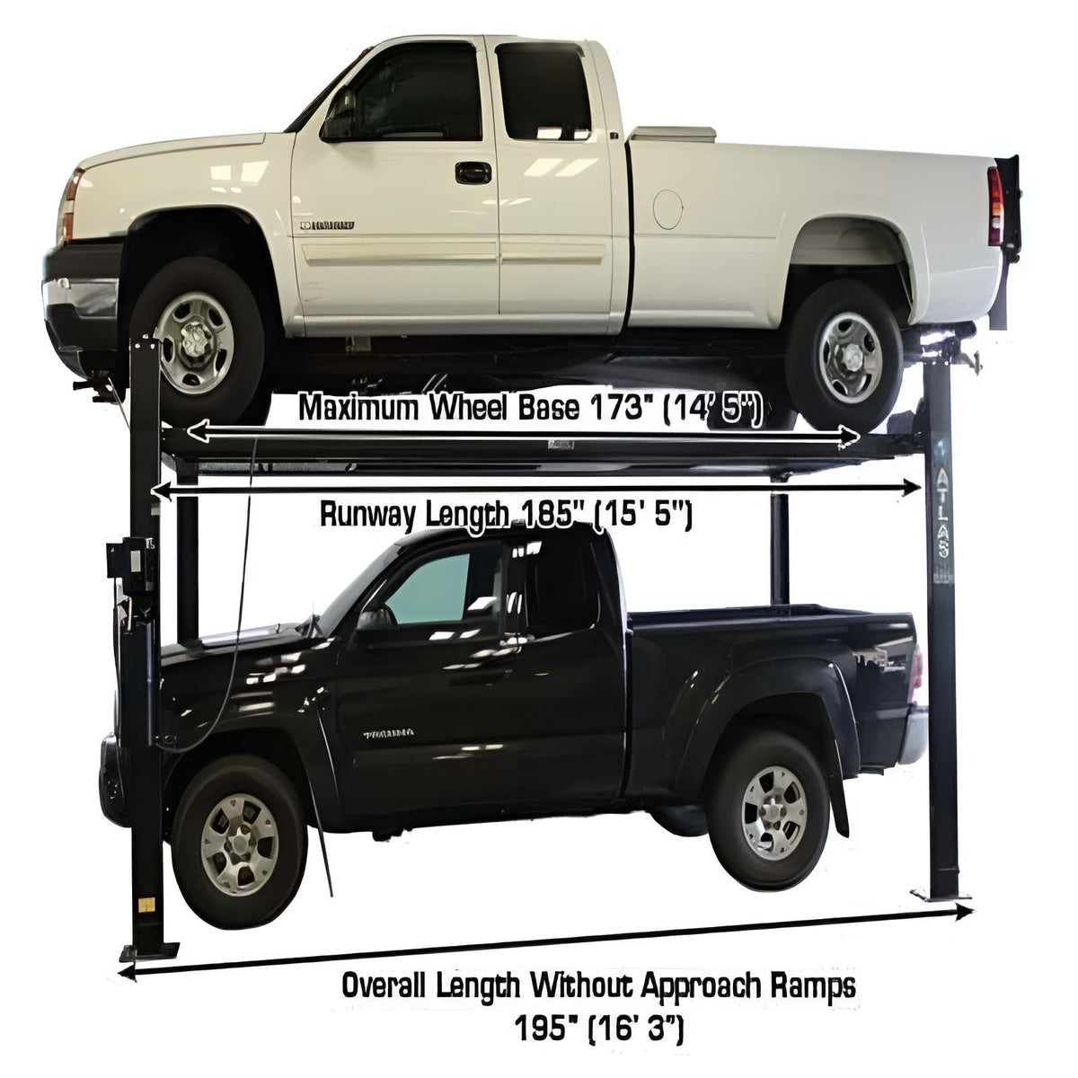 Atlas Garage Pro 8000EXT L 8,000lb 4 Post Vehicle Storage Lift - Extra Tall & Long