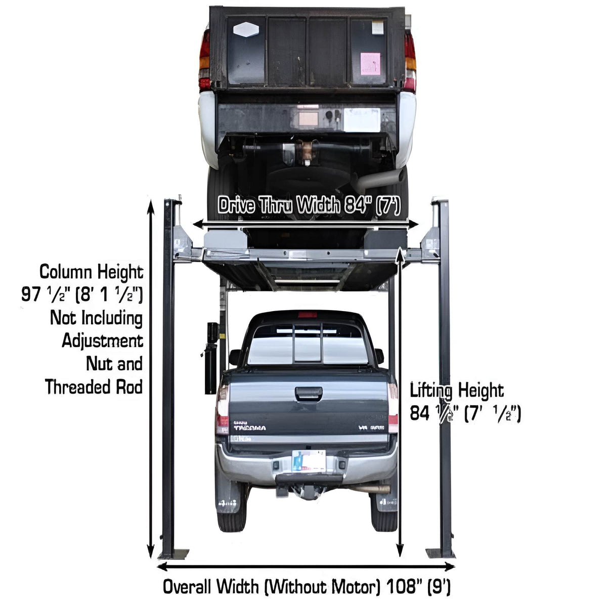 Atlas Garage Pro 8000EXT L 8,000lb 4 Post Vehicle Storage Lift - Extra Tall & Long