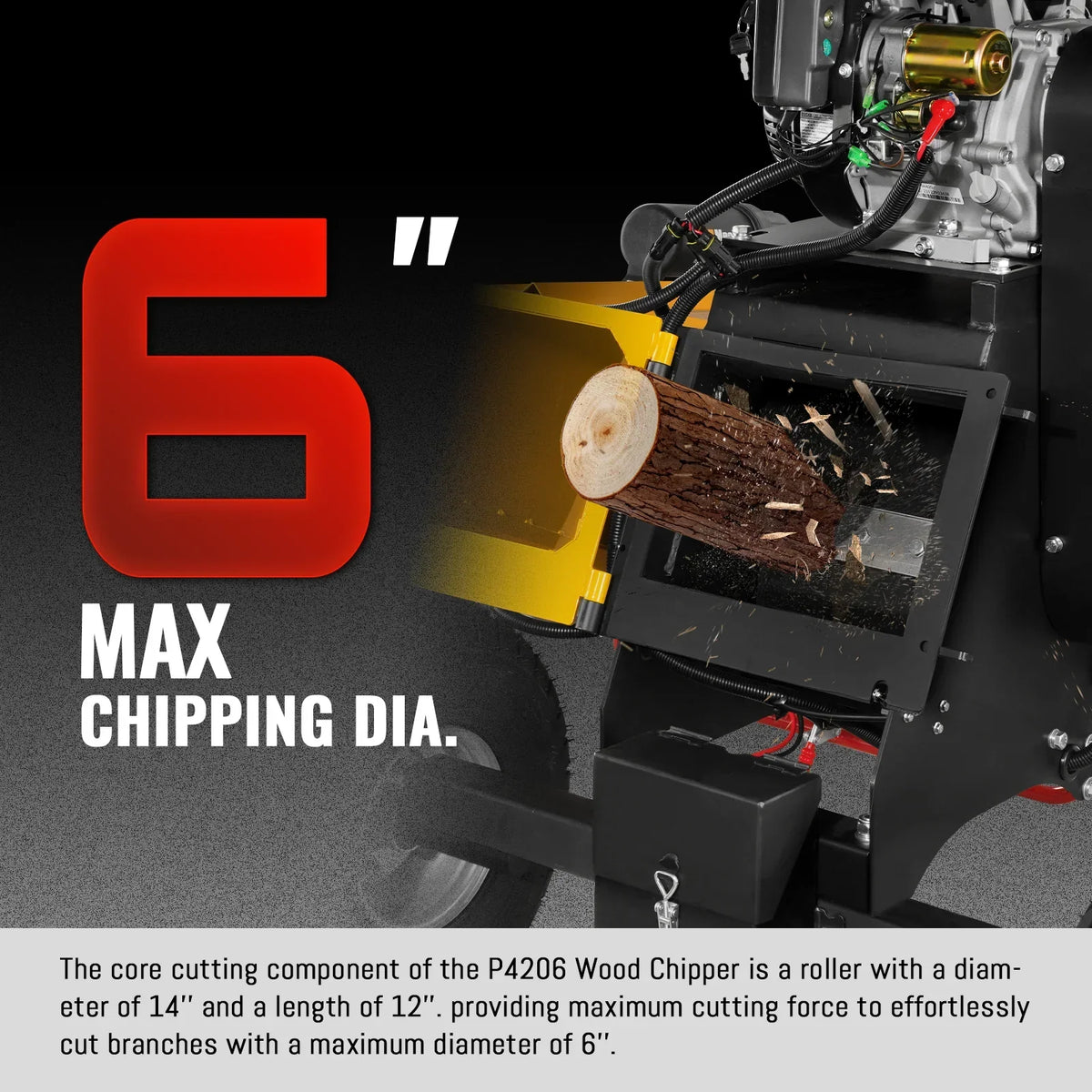 6 inch E-start ZONSEN 459cc 15hp Gasoline Engine Powered Drum Wood Chipper, P4206