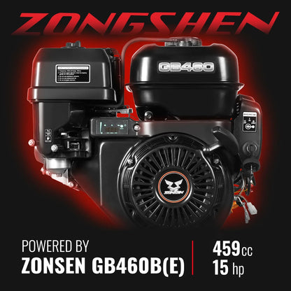6 inch E-start ZONSEN 459cc 15hp Gasoline Engine Powered Drum Wood Chipper, P4206