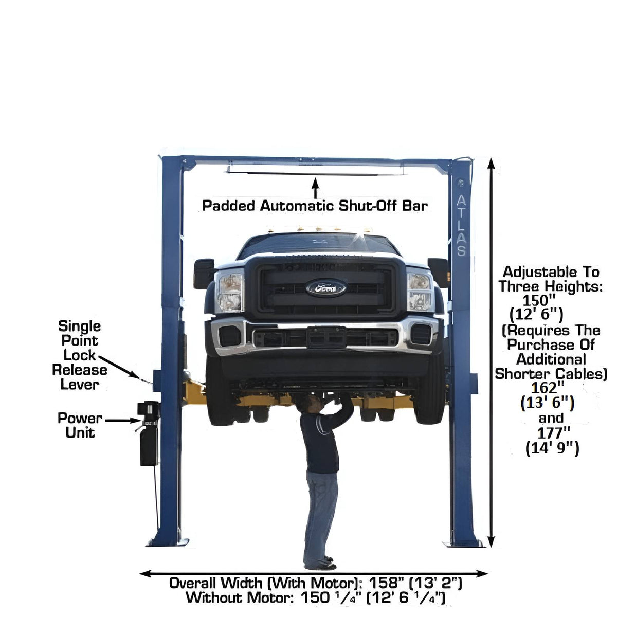 Atlas PV15PX 15,000lb Overhead 2 Post Lift
