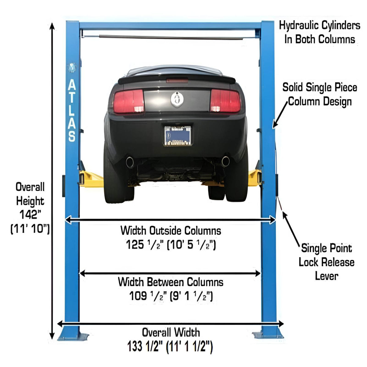 Atlas 9OHSC 9,000 lb 2 Post Lift