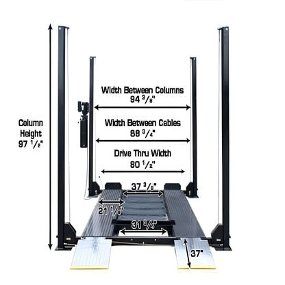 Atlas Garage Pro 8000 EXT, 8,000 lb 4 Post Vehicle Storage Lift- Extra Tall
