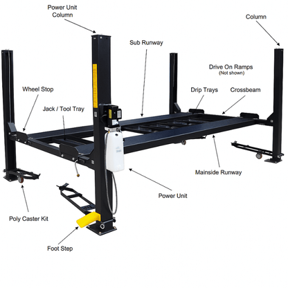 FP9K DX XLT 9,000 lb 4 Post Vehicle Storage Lift - Extra Tall/Long
