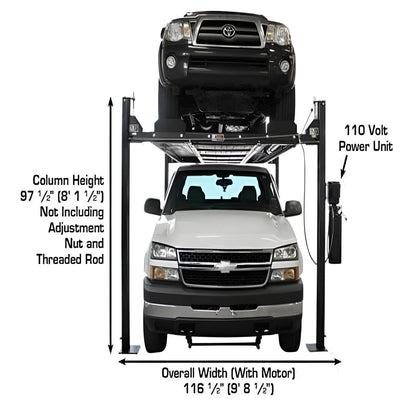 Atlas Garage Pro 8000EXT L 8,000lb 4 Post Vehicle Storage Lift - Extra Tall & Long