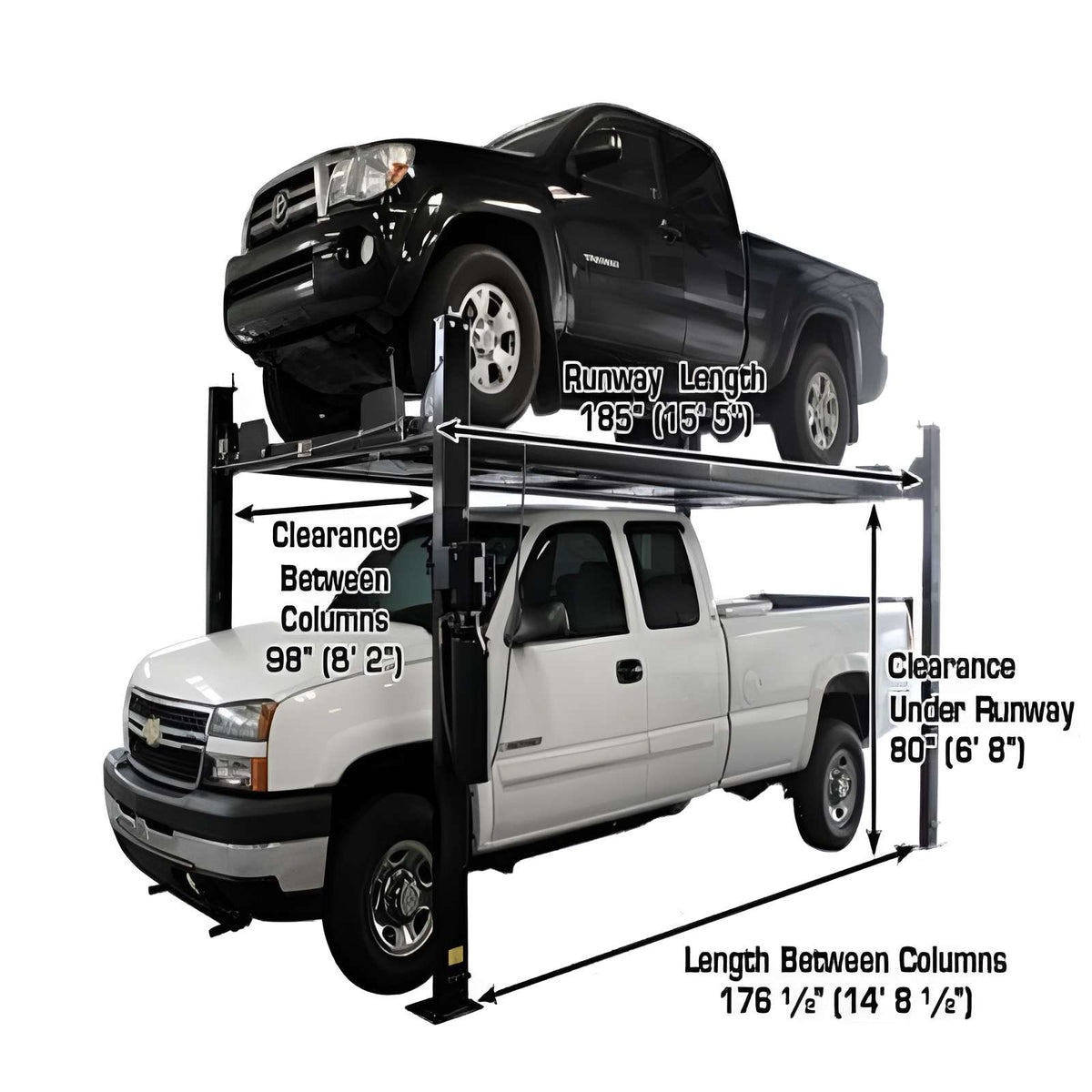 Atlas PRO8000EXT-L 4 Post Lift + (2) RJ35 Sliding Jacks Combo Caster kit included