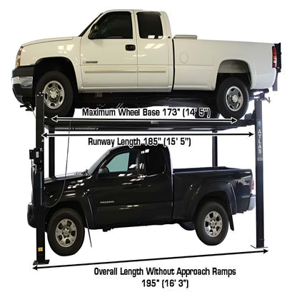 Atlas Garage Pro 8000EXT L 8,000lb 4 Post Vehicle Storage Lift - Extra Tall & Long
