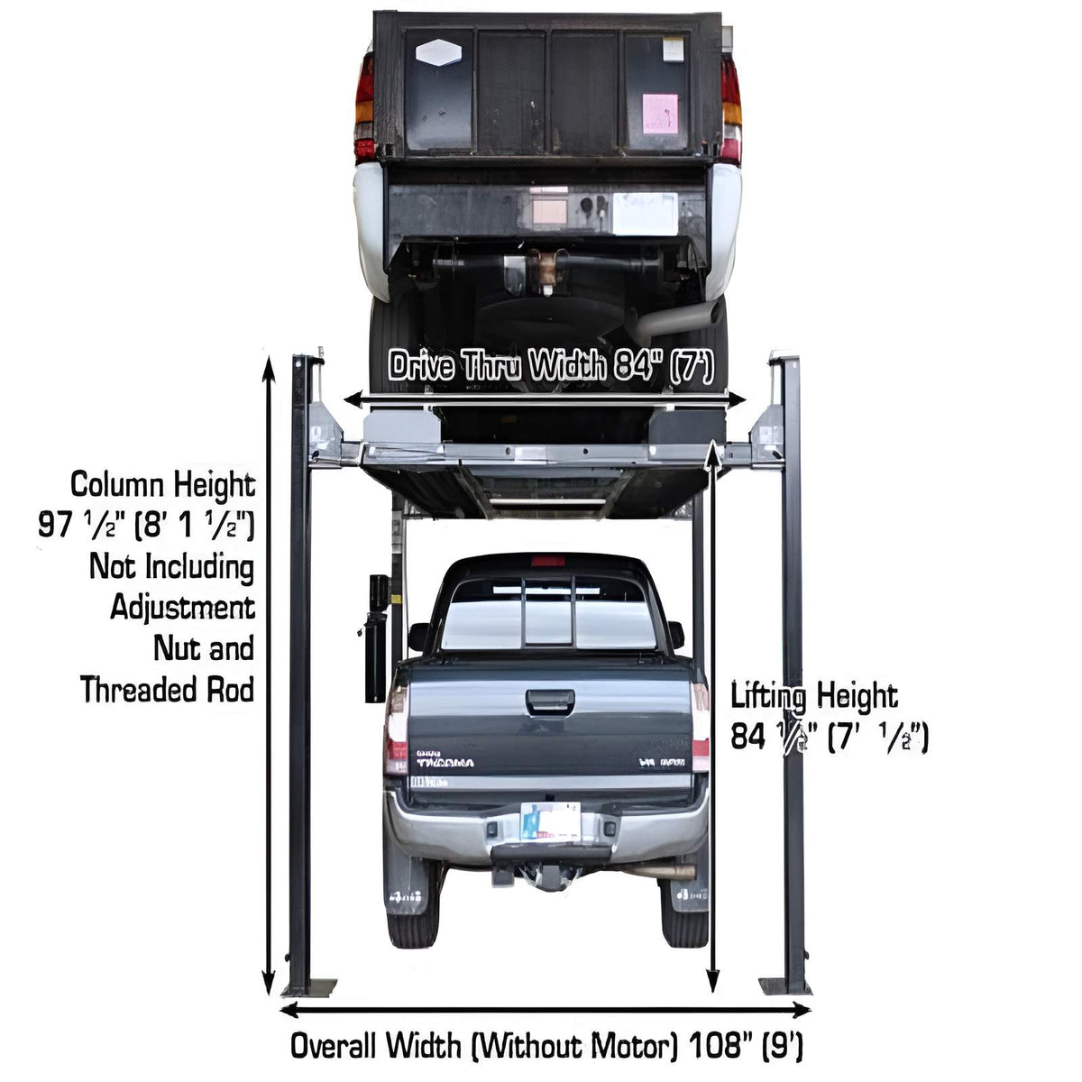 Atlas PRO8000EXT-L 4 Post Lift + (2) RJ35 Sliding Jacks Combo Caster kit included