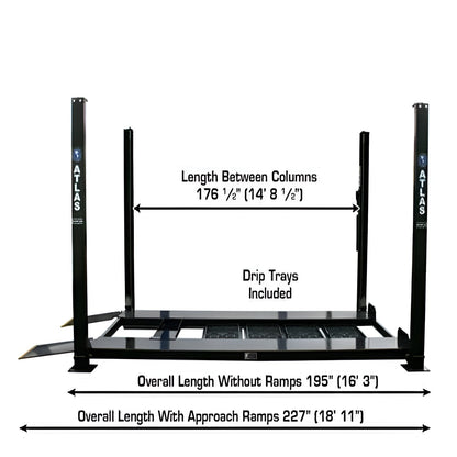 Atlas Garage Pro 8000EXT L 8,000lb 4 Post Vehicle Storage Lift - Extra Tall & Long