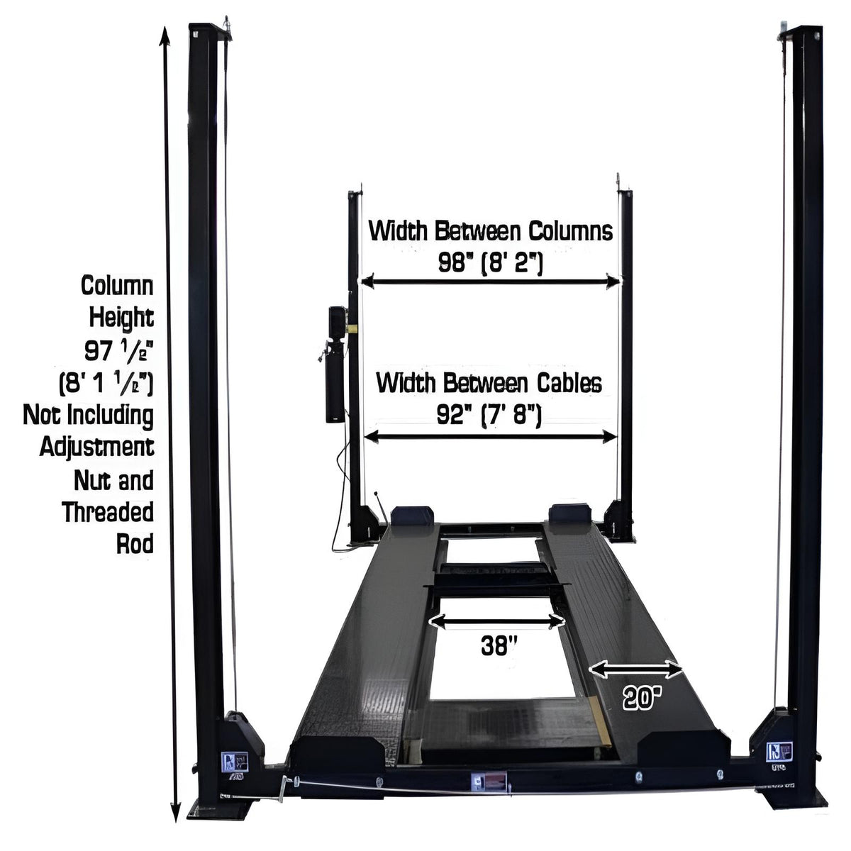 Atlas PRO8000EXT-L 4 Post Lift + (2) RJ35 Sliding Jacks Combo Caster kit included