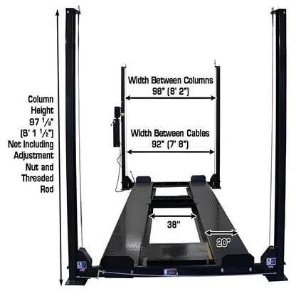 Atlas PRO8000EXT-L 4 Post Lift + (2) RJ35 Sliding Jacks Combo Caster kit included