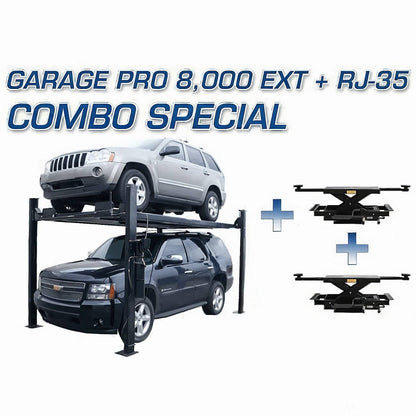 Atlas PRO8000EXT-L 4 Post Lift + (2) RJ35 Sliding Jacks Combo Caster kit included