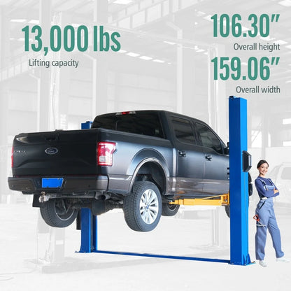 XK 1300 Two Post Auto Car Lift Heavy Duty 13,000lb Capacity Floor Plate 220V