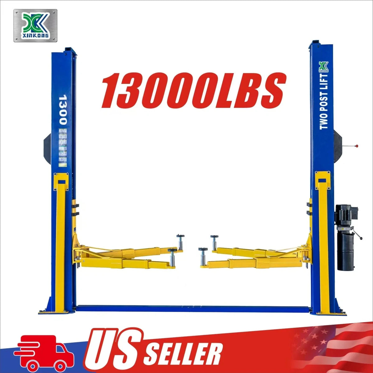 XK 1300 Two Post Auto Car Lift Heavy Duty 13,000lb Capacity Floor Plate 220V