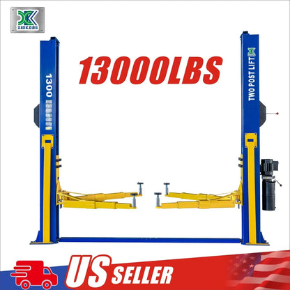 XK 1300 Two Post Auto Car Lift Heavy Duty 13,000lb Capacity Floor Plate 220V