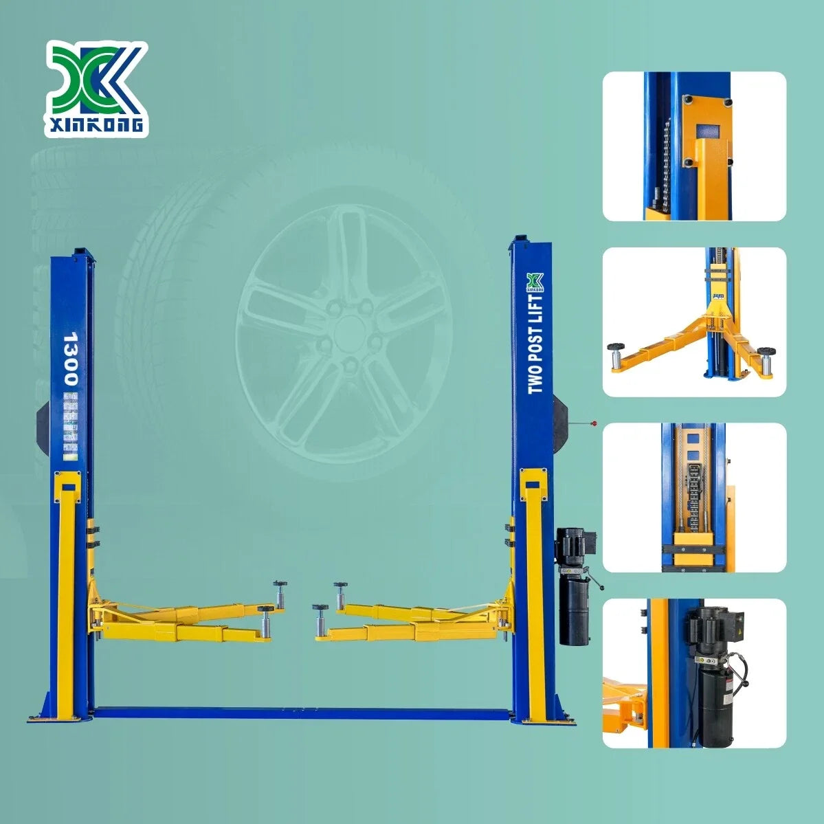 XK 1300 Two Post Auto Car Lift Heavy Duty 13,000lb Capacity Floor Plate 220V