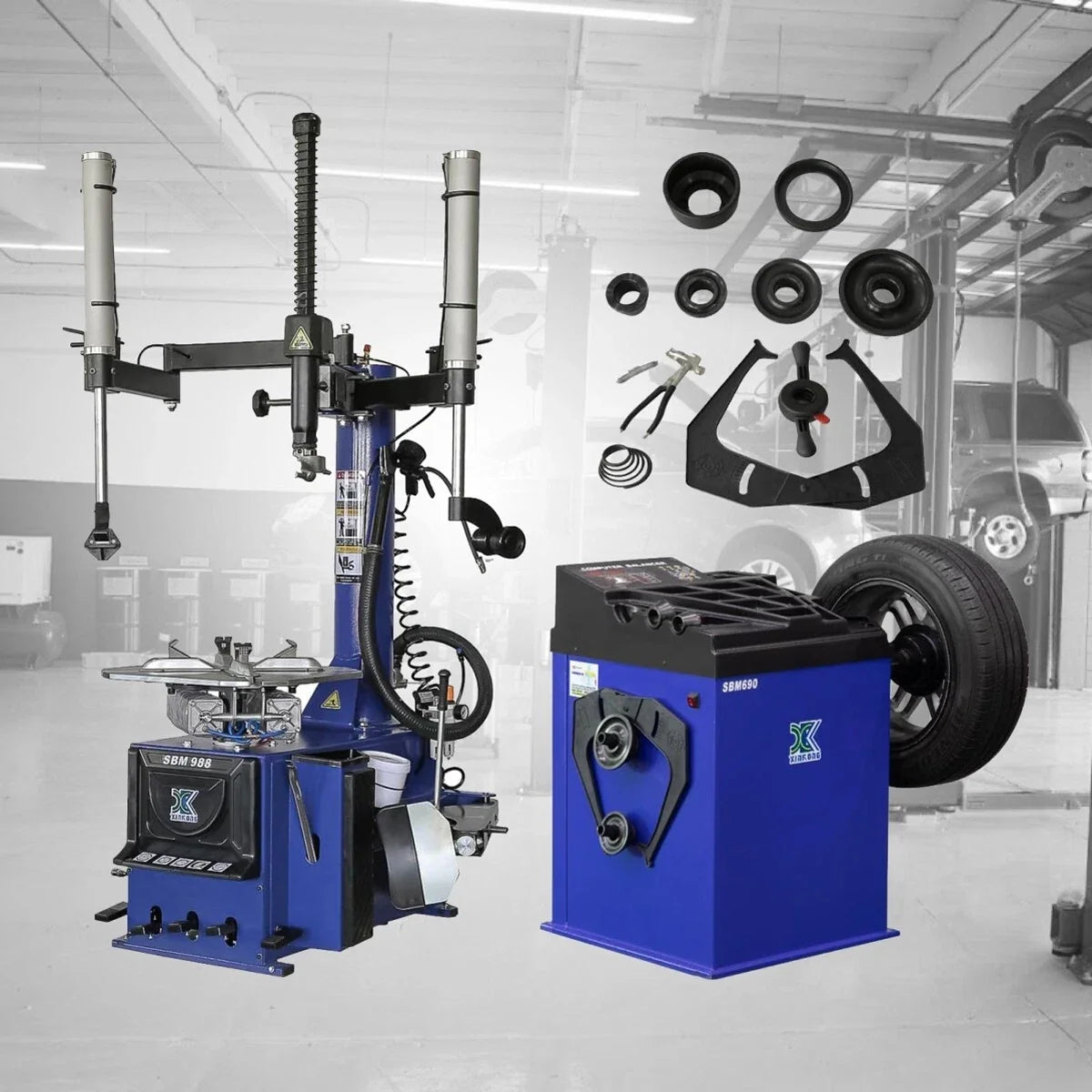 XK 988 690 Tire Changer Wheel balancer Machine Combo Rim Clamp 24" Repair Tool