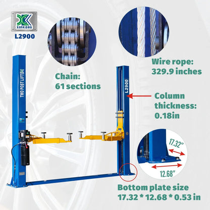 XK L2900 Two Post 9000LB Capacity Car Lift Auto Truck Hoist Industry Leading