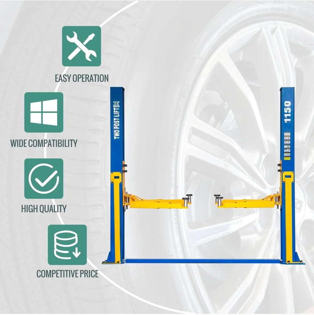 XK 1150 2 Post Lift 11500 LB 3 Stage Front Arms Car Lift Truck Auto Hoist 220V