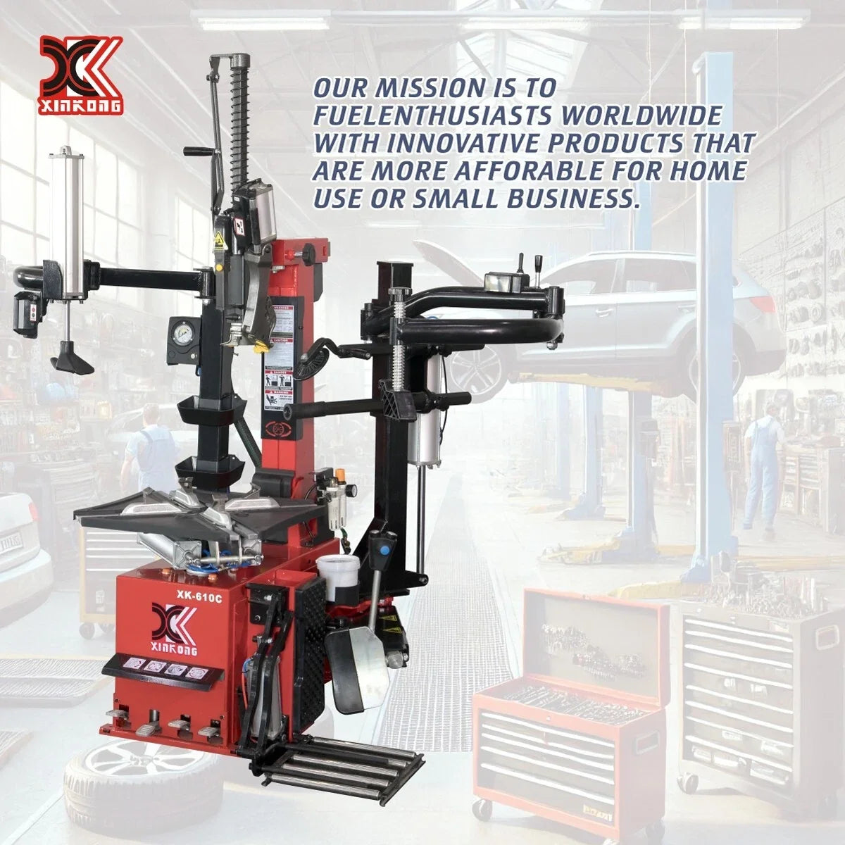 XK 610C Tire Changer Wheel Changer Single Machine Rim Clamp 14-26" Repair Tool